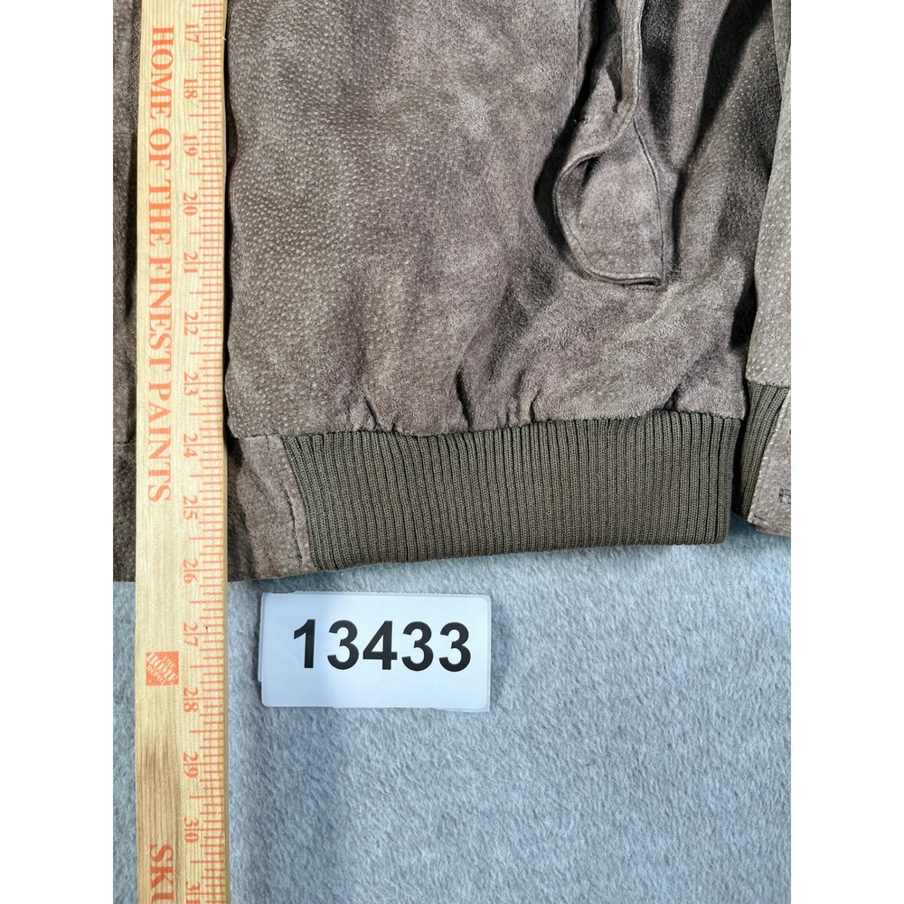 Gant Suede Bomber Jacket Mens 46 Brown Good Vintage Plaid Lined Korea - Picture 3 of 11